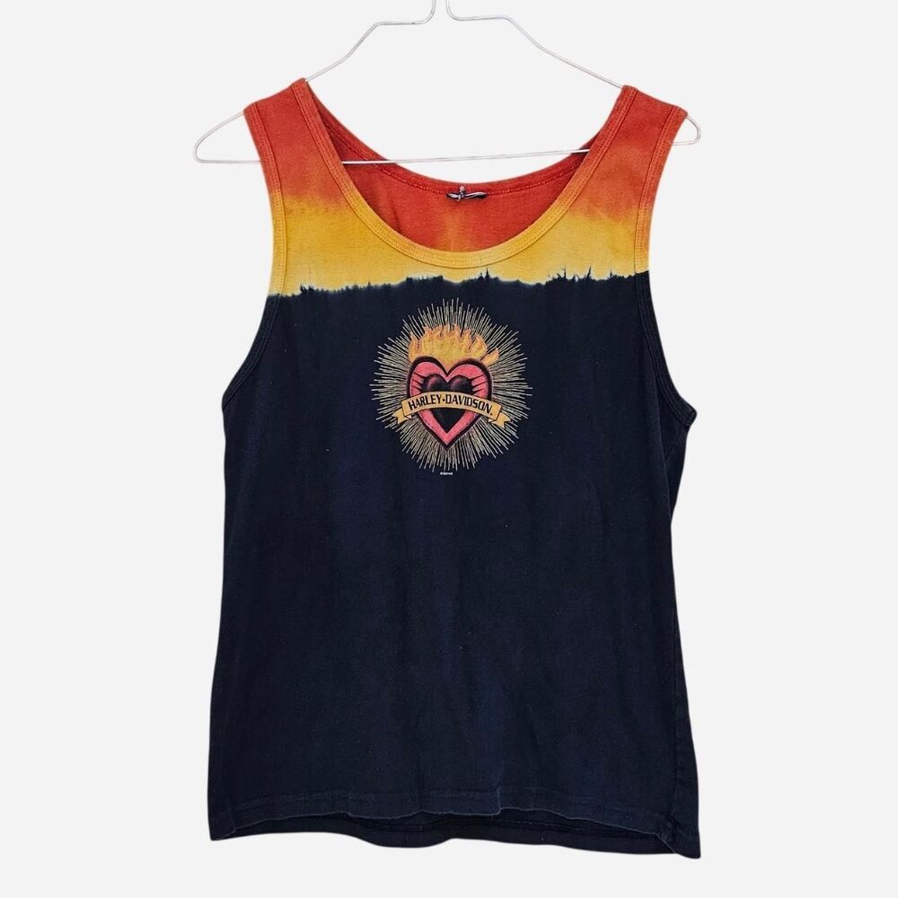y2k biker grunge tie dye harley davidson tank top
